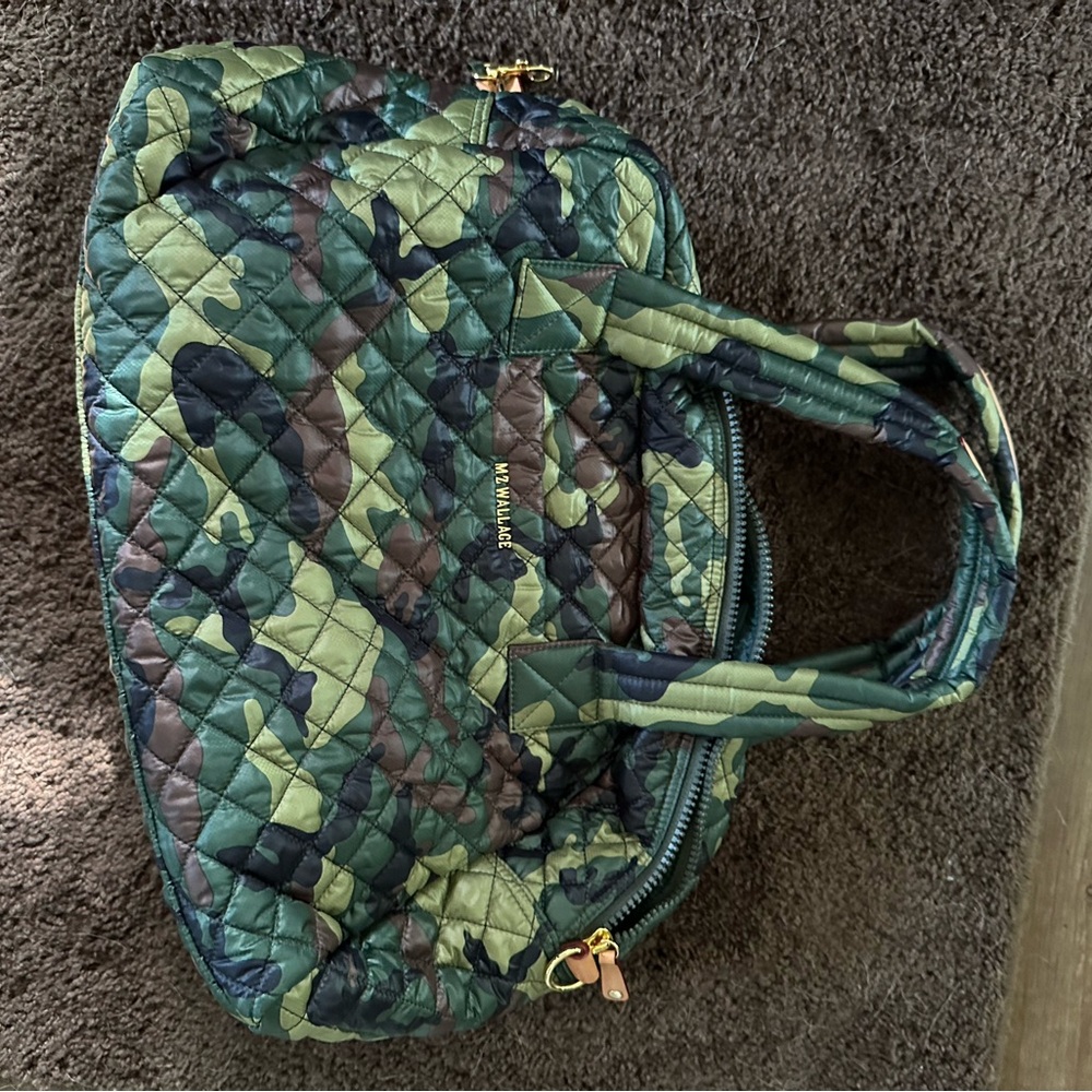 MZ Wallace Green and Brown Geometric Tote Bag